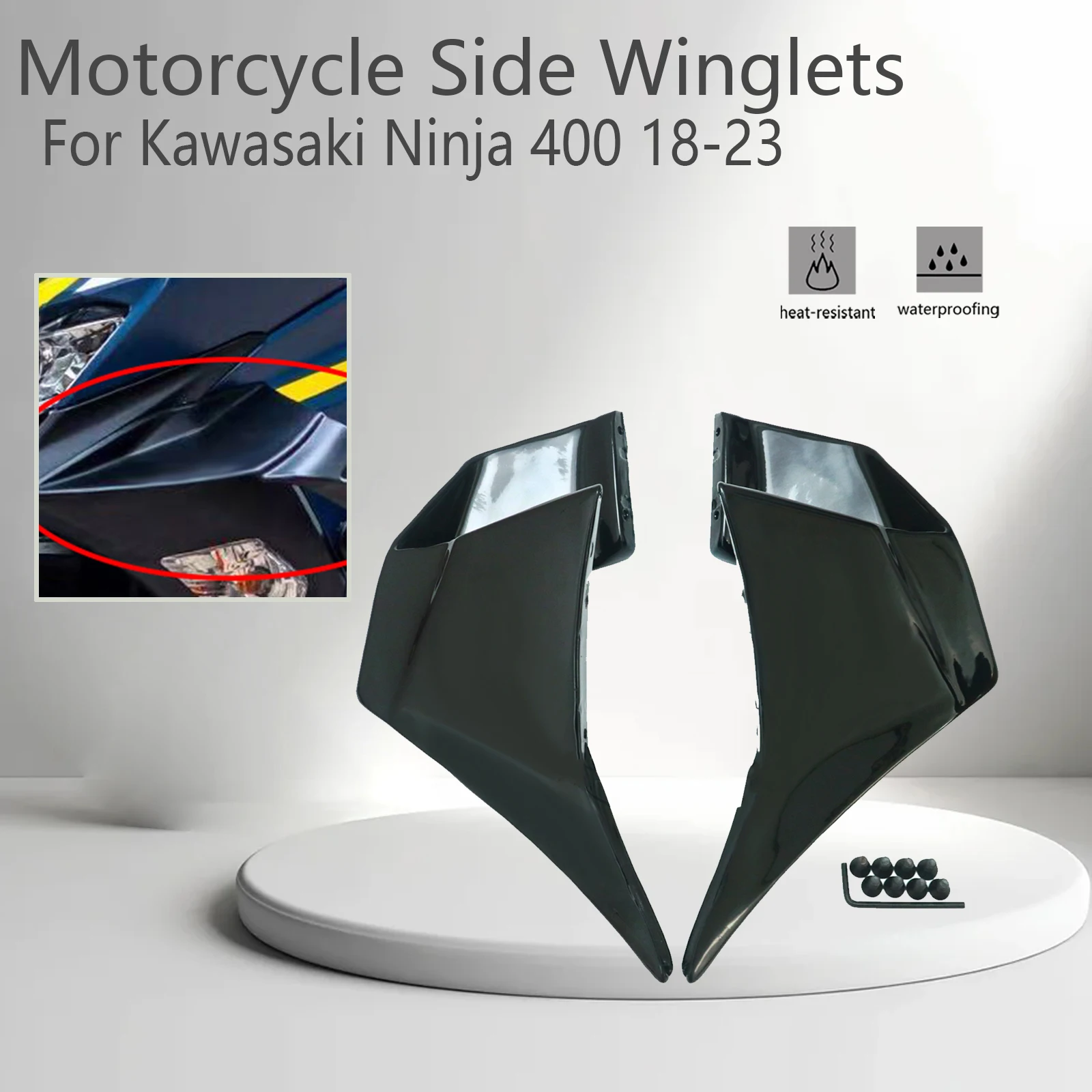

Ninja400 Motorcycle Aerodynamic Spoile Fairing Winglets For Kawasaki Ninja 400 2018 2019 2020 2021 2022 2023 Accessories