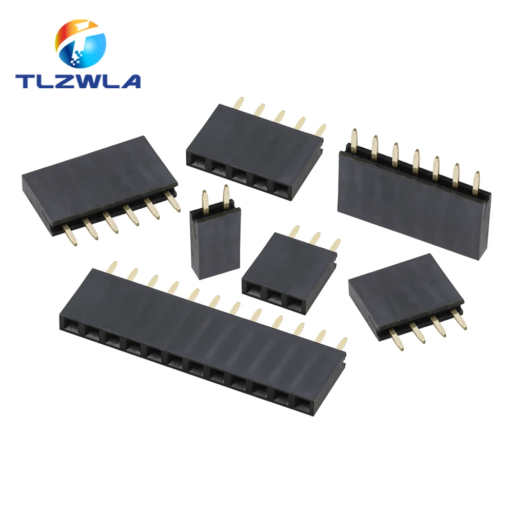 155PCS/Box 2.54mm Single Row Pin Socket Female Header Connector 2/3/4/5/6/7/8/9/10/12/20/40pin PCB Board Combination Kit