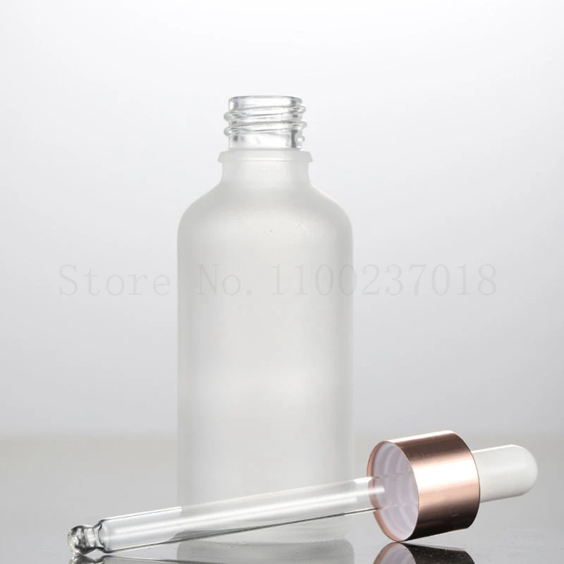 5 10 15 20 30 50 100 Frost Glass Dropper Bottle Rose Gold Ring Empty Cosmetic Packaging Container Vials Essential Oil Bottles