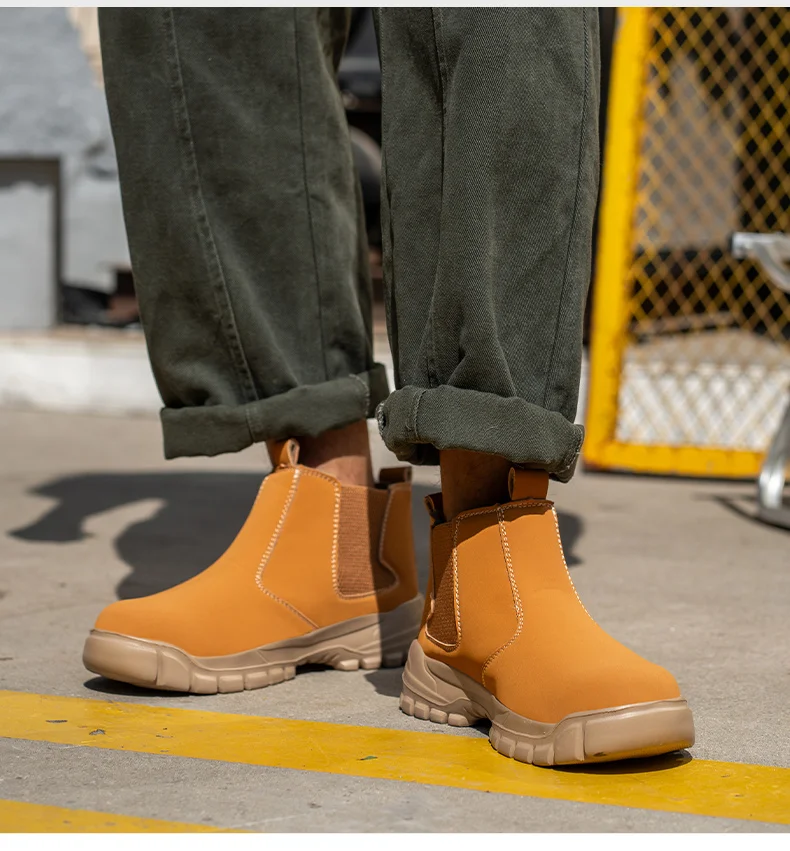 Wasserdichte Lederschuhe für Herren, rutschfeste, unzerstörbare Schutzstiefel, leichte Sicherheitsarbeitsschuhe für Herren, unzerstörbar – Detail 15