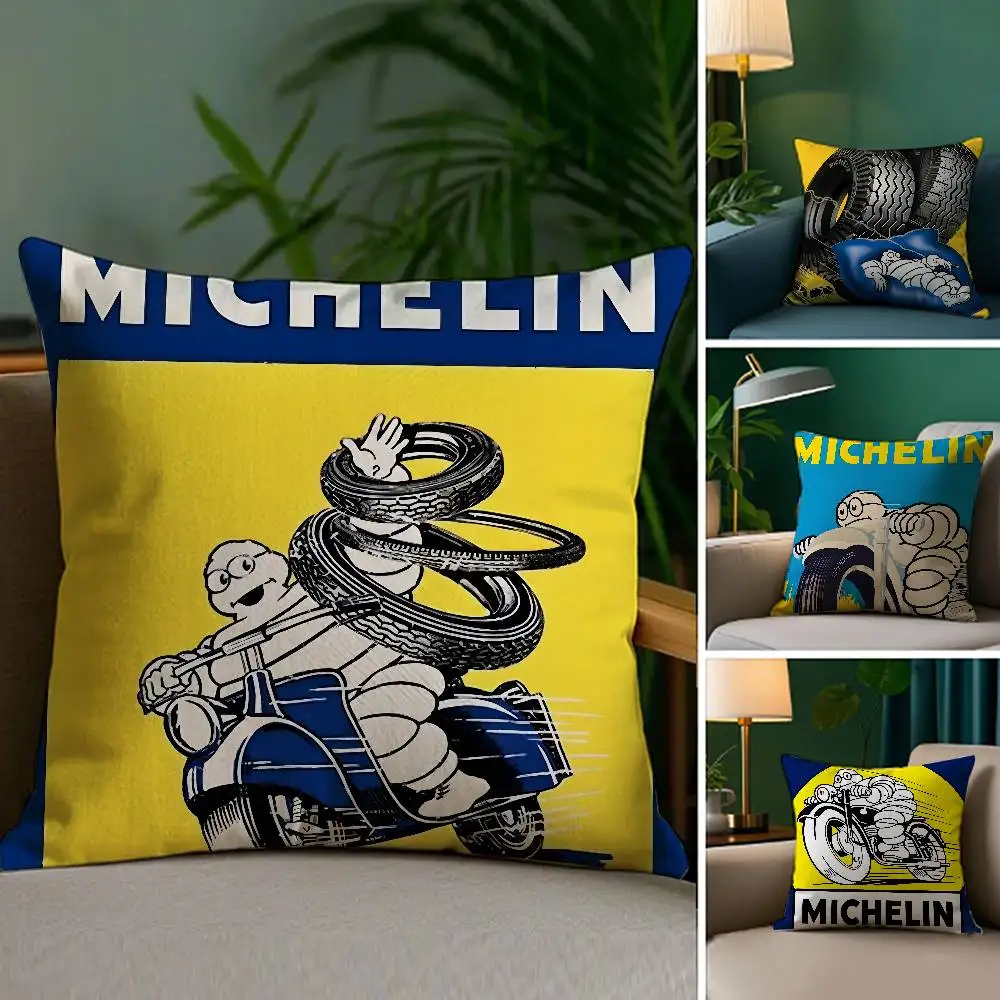 

Funny Cool M-MichelinS Pillow Case Soft Plush Fabric Double Sided Print Decorative Home Living Room Gift Cushion