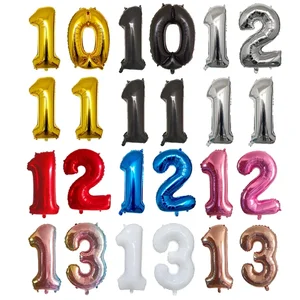 Balloon number, gold, silver, black, blue, red, happy Birthday Party Decoration Supplies, 32 6 Main Sales Decoration Blue and Gold Party - №5