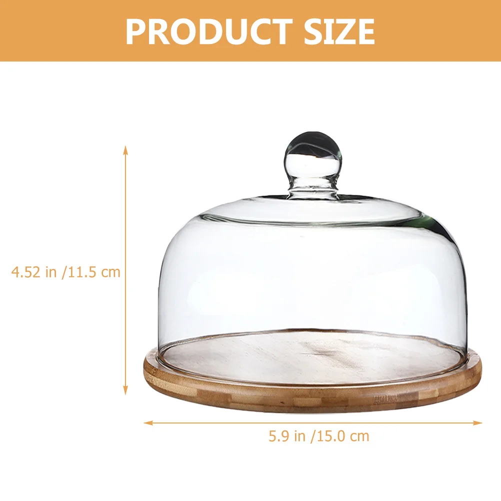 

Стеклянная крышка для еды с деревянным подносом, прозрачный купол для торта, защитная подставка для десертов, закусок, хлеба, фруктов, свадебной вечеринки, шведского стола