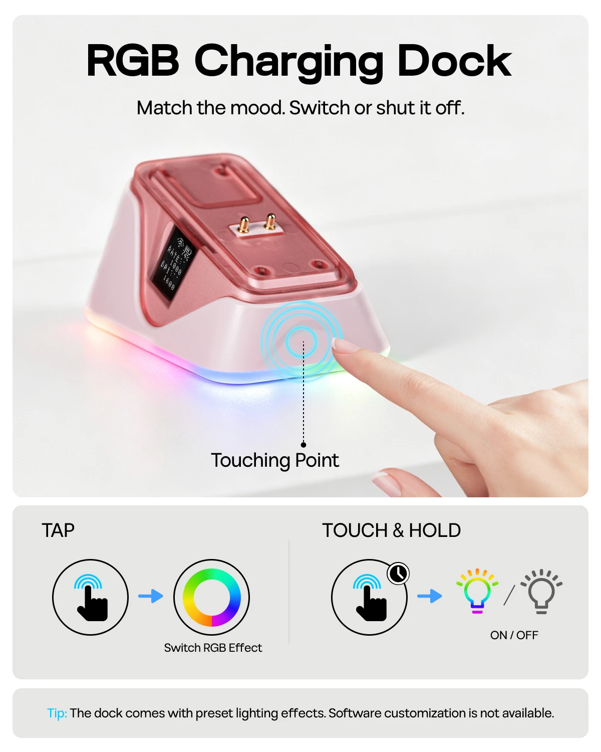 Bezprzewodowa mysz gamingowa EPOMAKER NEX Lite z możliwością podłączenia przez kabel/Bluetooth/2.4Ghz, ergonomiczna mysz z czujnikiem PAW3311 i podwójnym ekranem dla PC/Mac/Linux — zdjęcie produktu 5