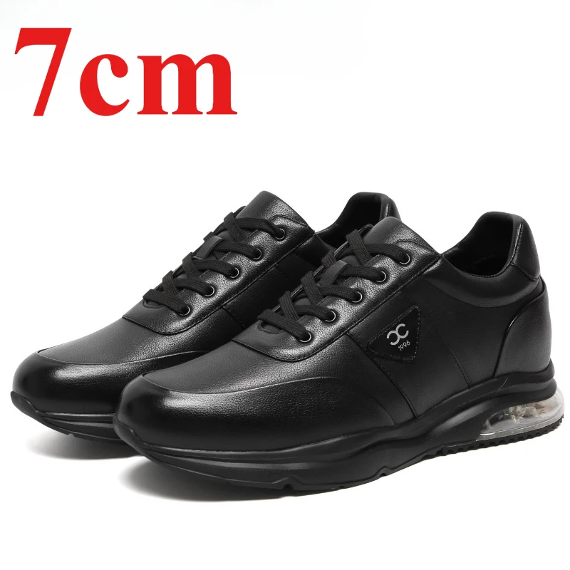 

Black Height-increasing Shoes Men's 7cm Fashionable Casual Board Shoes Lightweight and Comfortable Invisible Elevator Shoes Male