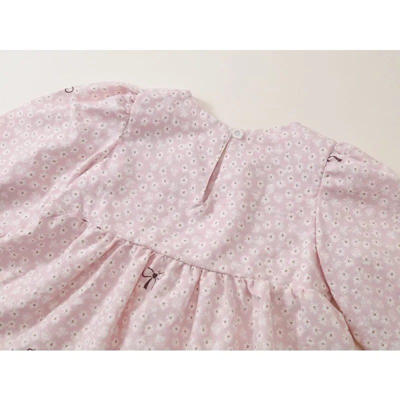 Kinder Mädchenkleid RAISE Herbst Schleife Blumendruck Kinder Mädchen Prinzessinnenkleid Rundhals 2-8 Jahre Mädchen Langarmkleid Haarband – Detail 34