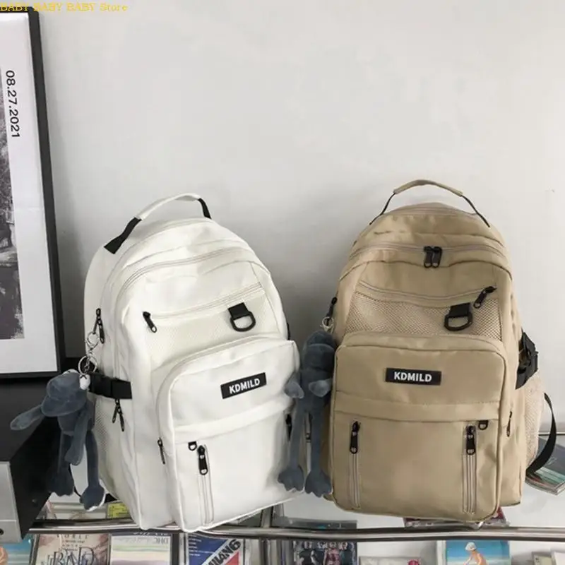 

Q81A School Backpack Solid Laptop Backpack Large Capacity School Bag for Teen Student Nylon Multi-Pocket Daypack Bookbag