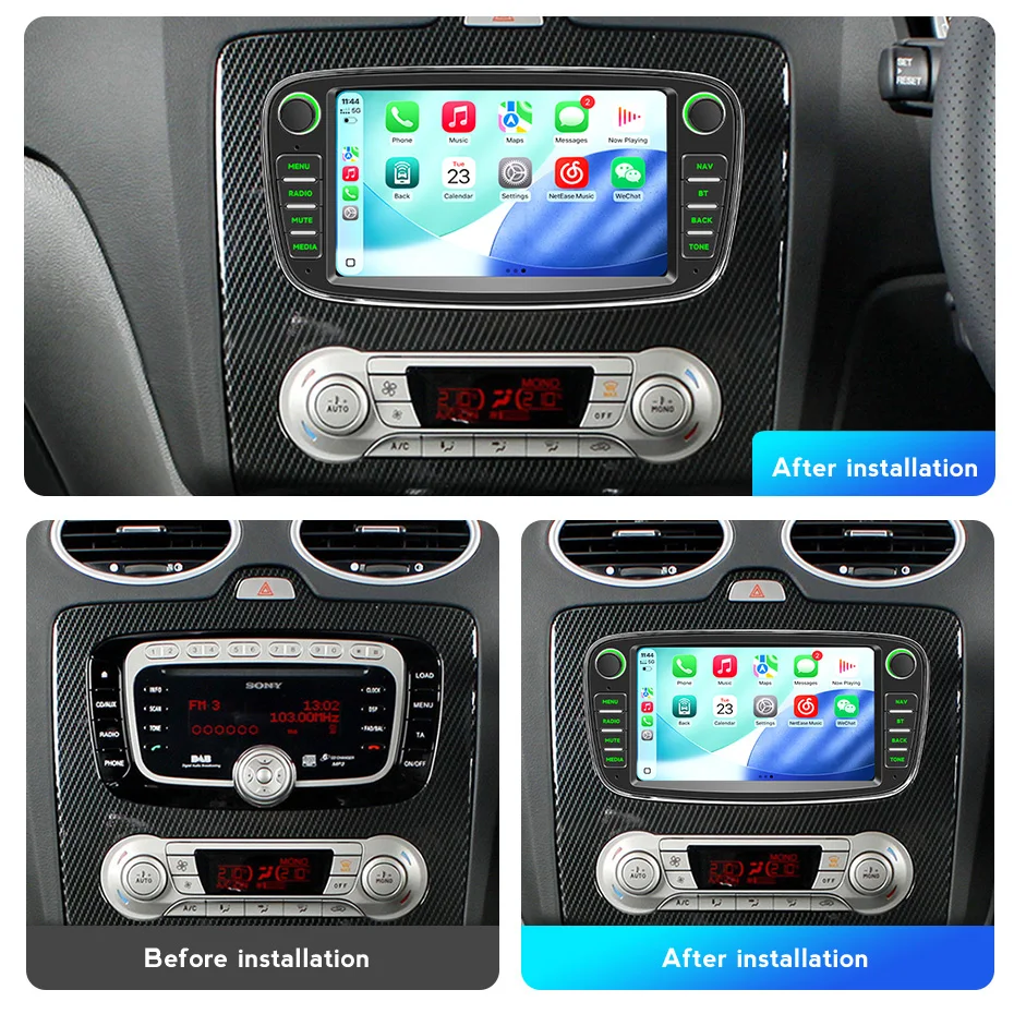 MEKEDE 7 Inch Car Multimedia Player Wireless CarPlay For Ford Focus 2008-2012 Android Auto GPS Navigation RDS FM Radio WIFI BT