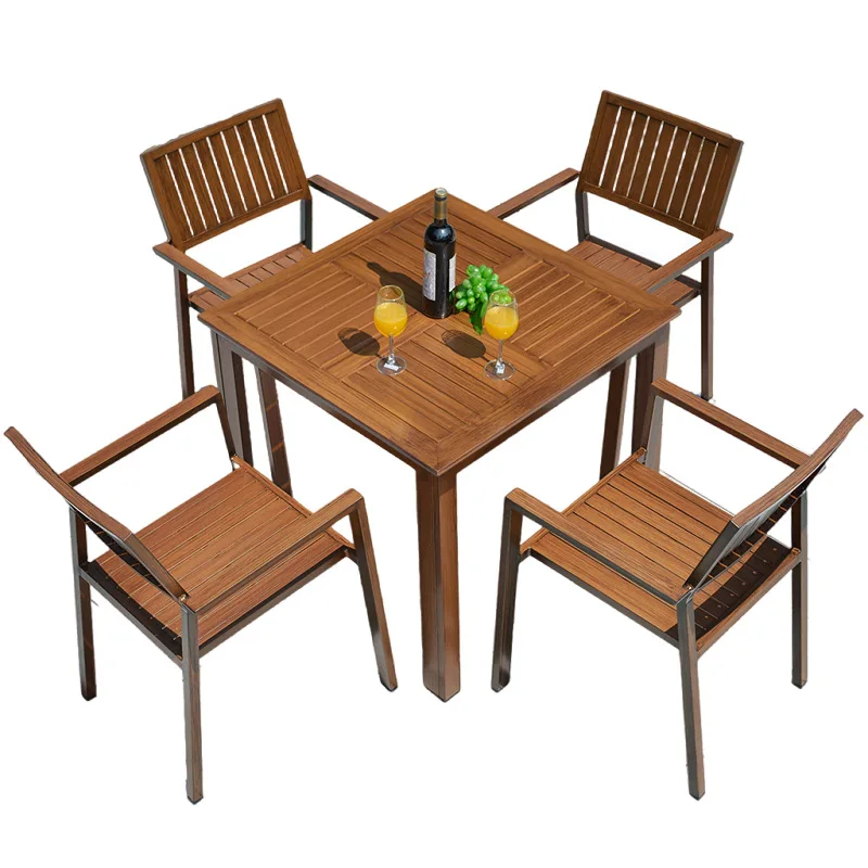 Directly from the manufacturer outdoor aluminum alloy wood tables and chairs garden balcony night market square restaurant outdo