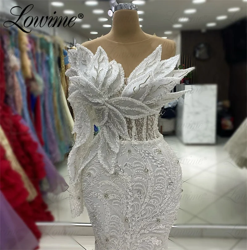 Arabic Evening Dress White Ivory One Shoulder Aso Ebi Crystal Mermaid Prom Dresses Sequined Long Birthday Party Engagement Gowns