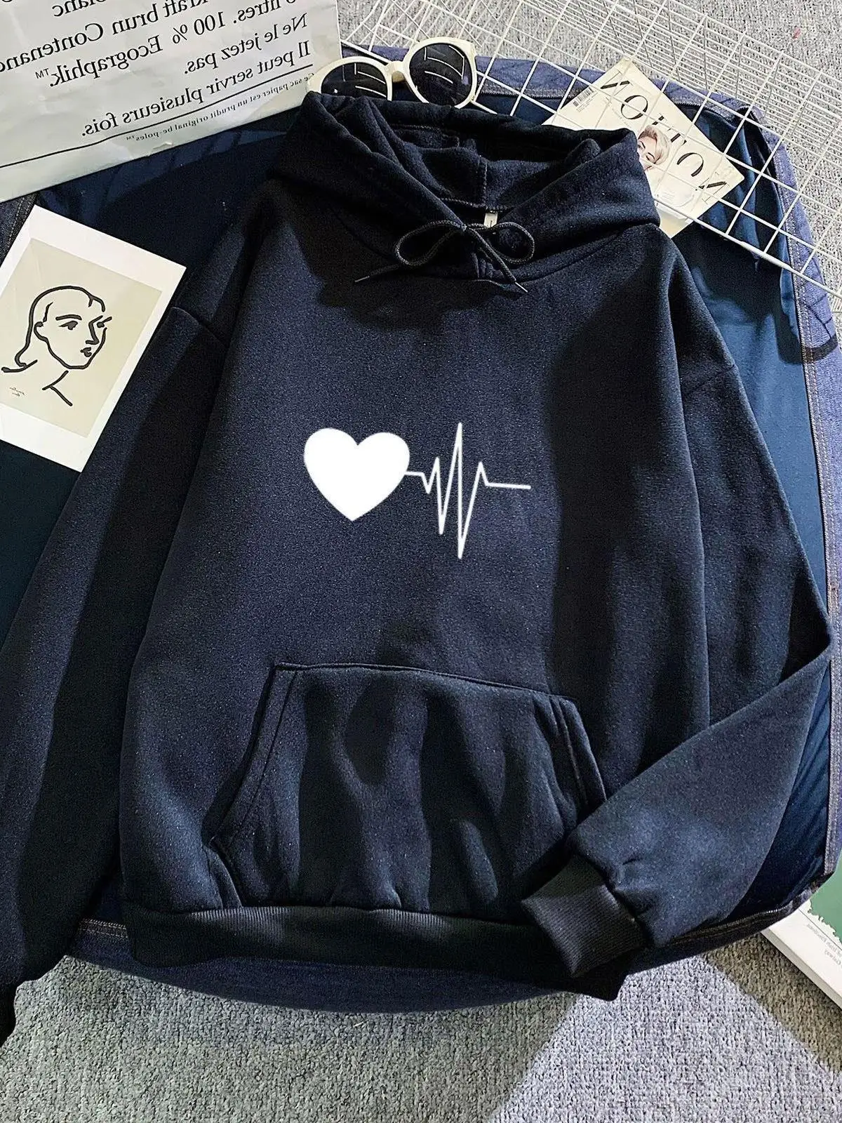 

Вельветовая толстовка с капюшоном для пар, на флисовой подкладке, удобная, с длинными рукавами, в уличном стиле, из полиэстера, повседневный топ для влюбленных