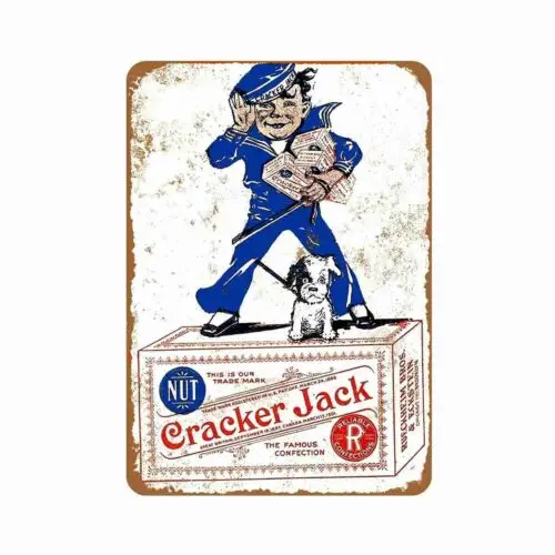 Vintage retro Cracker Jack Advertising Large Tin Sign 8 x 12