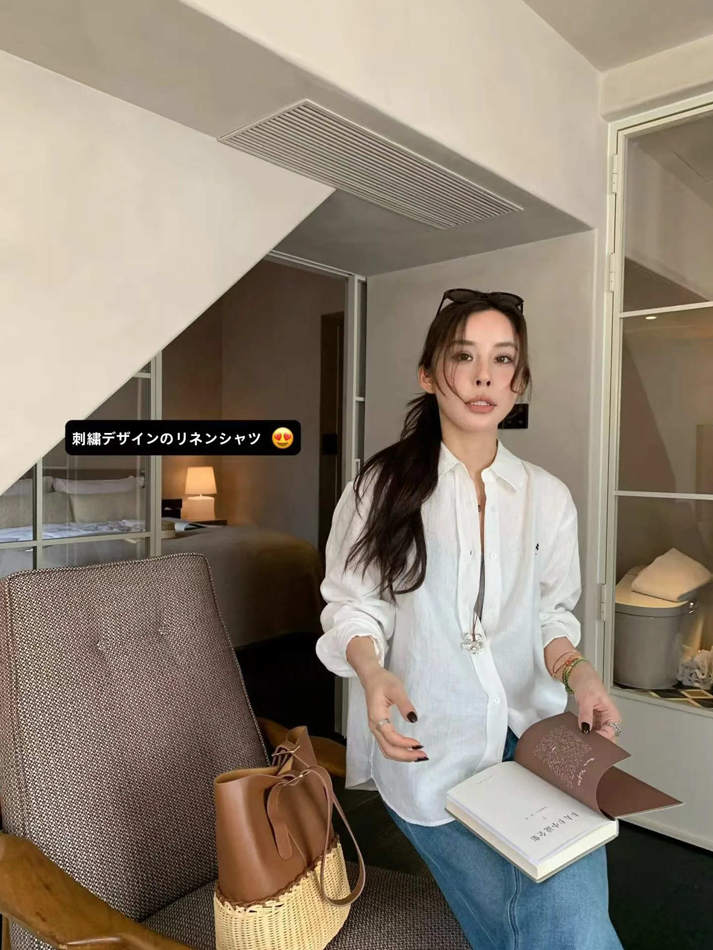 

New Arrival Oxygen Bar Linen Embroidered Pure Color 100% Linen Shirt 2 Colors Casual Loose Fit Long Sleeve Women's Shirt