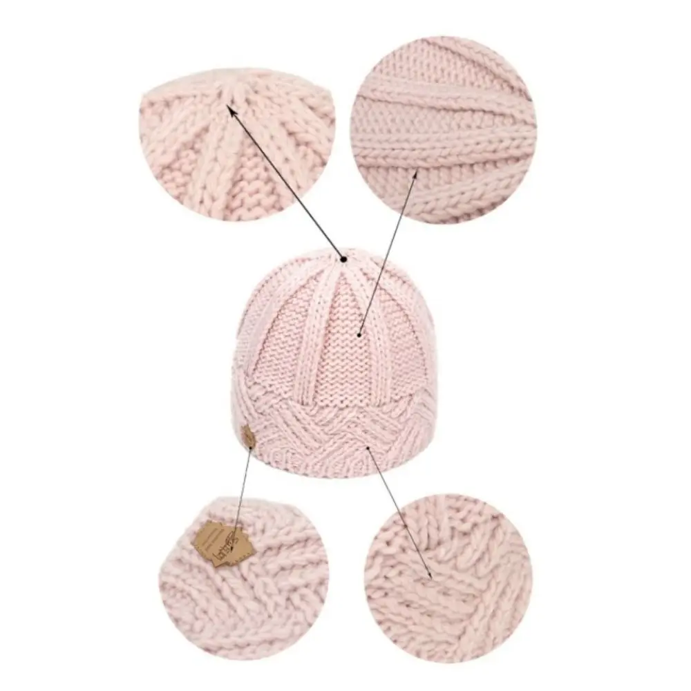 قبعة شتوية سميكة عصرية بلون سادة تحافظ على دفء المرأة محبوك قبعة Coldproof Skullies قبعة الشتاء