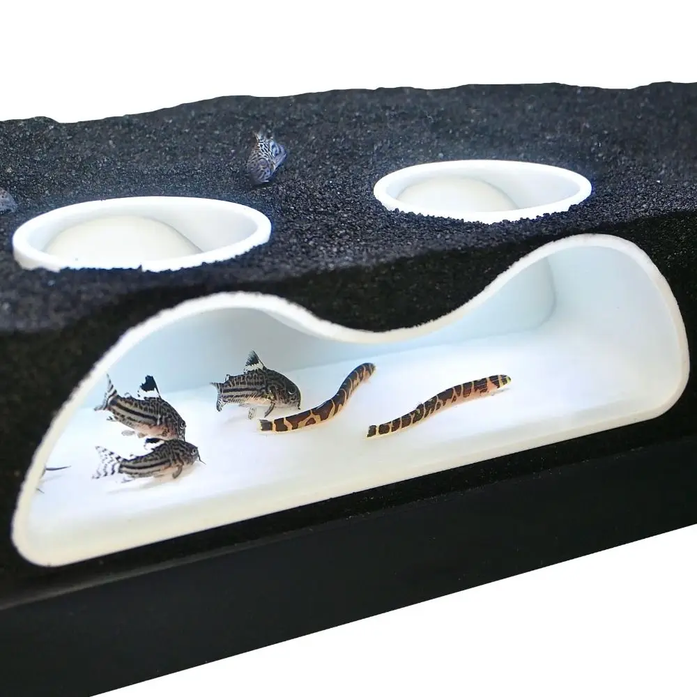 Túnel subterráneo multifuncional para acuario, cueva bajo túnel de grava, curva, decoración de acuario, cuádruples de túnel, decoración de pecera