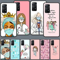 Cartoon Medicine Doctor Nurse Phone Case For Redmi 13C 14C Note 14 13 Pro Plus 5G Clear Capa 12 12C 10A 10C 10 9A 9C 9T 9 8 Pro