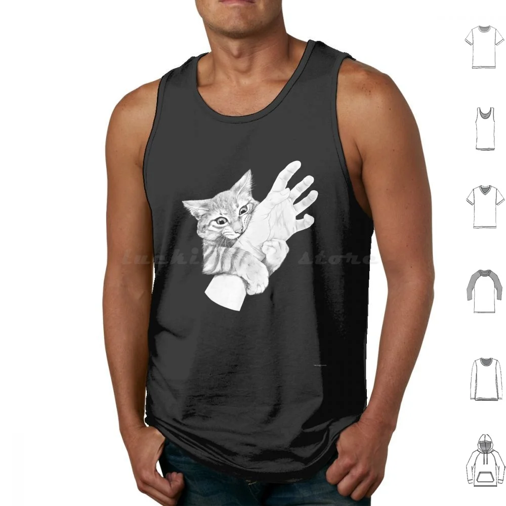 Love Bites Tank Tops Vest Sleeveless Japan Meow Kitty Feline Cat Comic Retro Manga Bite Claws Hand Catlover Funny
