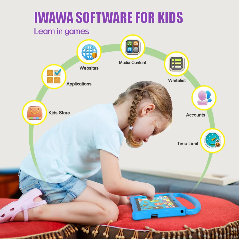 Tablet Android 13, tablet per bambini da 7 pollici, processore quad-core, 4 GB (espansione 2G-memoria) RAM+32 GB ROM, con contr parentale