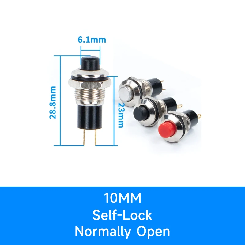 5mm 7mm 10mm PBS-110 PB05A small circular metal button switch with self resetting self-locking point action power switch