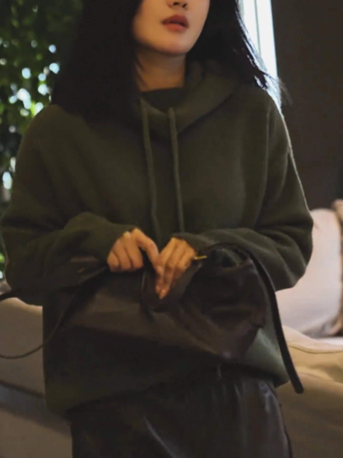 Comodo maglione lavorato a maglia lungo allentato Sve Colore puro Casual Sle Winter Faionable Top con cappuccio da donna Premium Quali