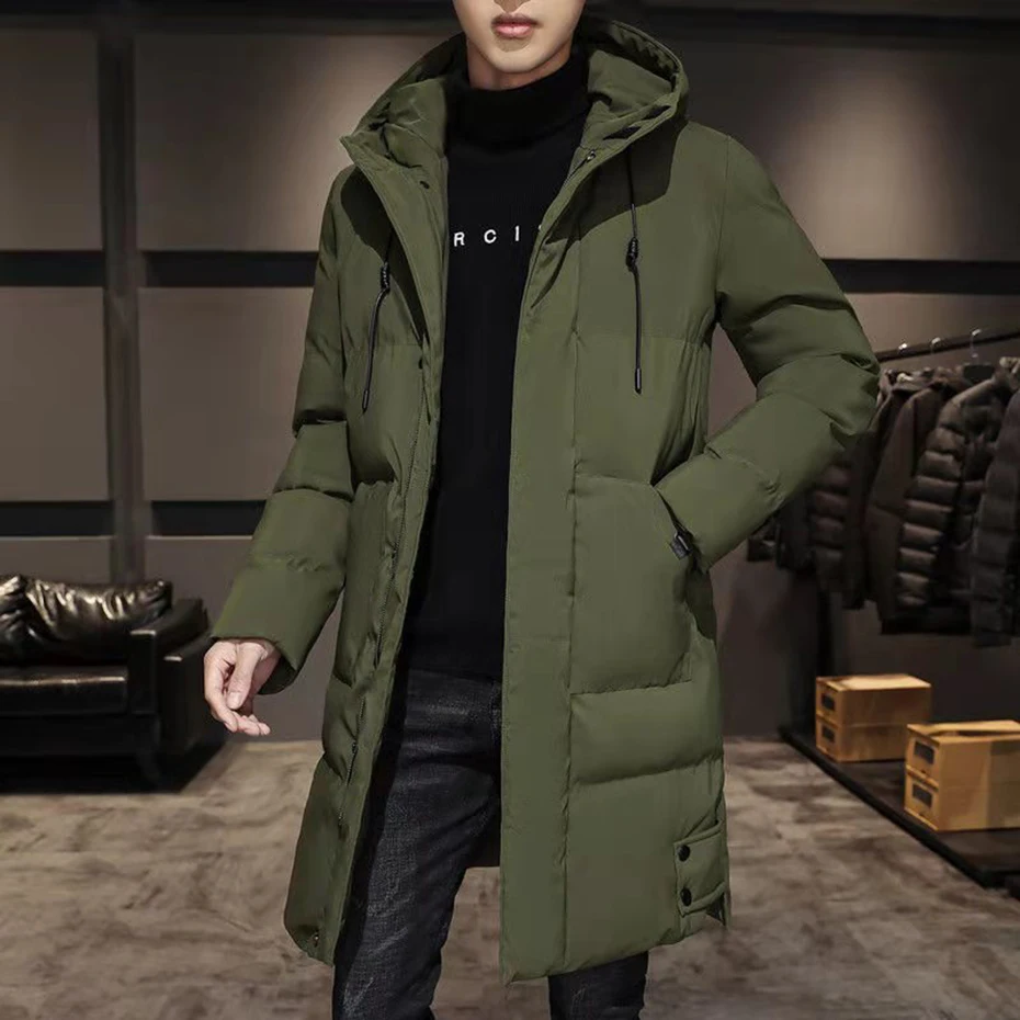 

Men's Winter Thicken Warm Jackets Casual Loose Black Hooded Padded Jackets Man