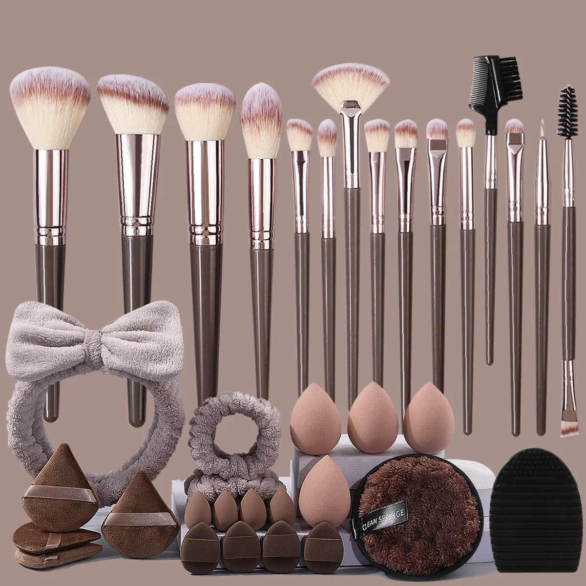 15/36pcs Multi-Functional Makeup Brush Large Set Makeup Powder Puff Cleansing Set Makeup Brush Cleaning Tools