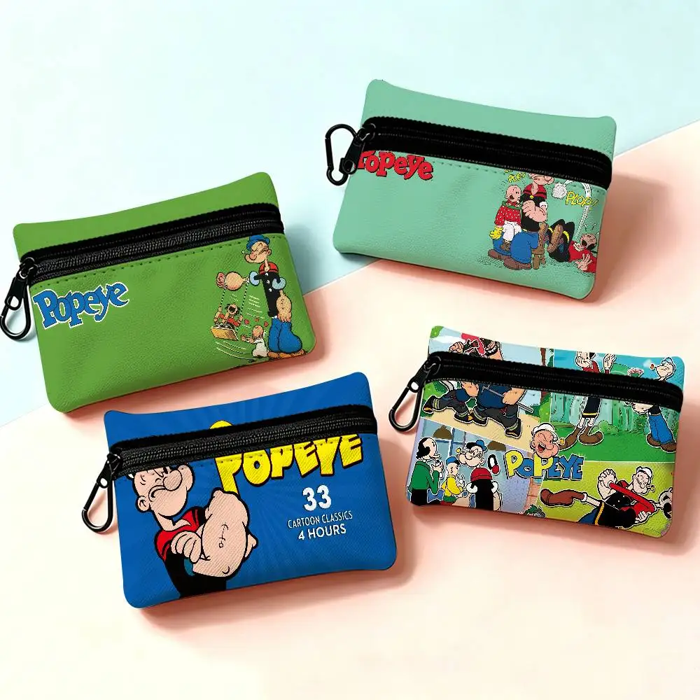 P-PopeyeS The S-Sailor cartoon Oxford Fabric Mini Coin Wallet Smooth Zipper Hanging Design Multi-use Small Storage Bag