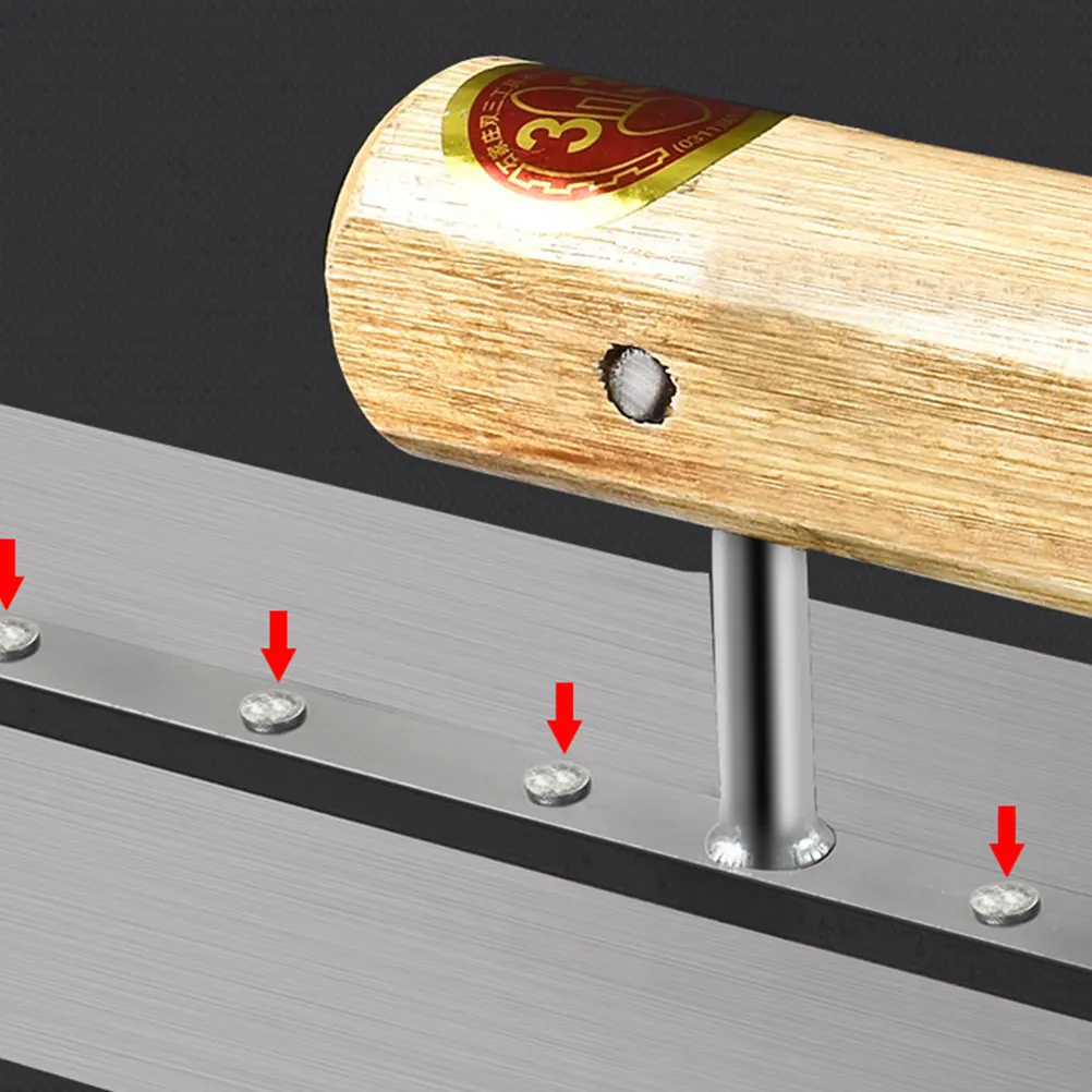 Concrete Finishing Trowel Wooden Handle Manganese Steel Flat Trowel Strengthened Rivet Anti-Rotation Grip Cement Mortar