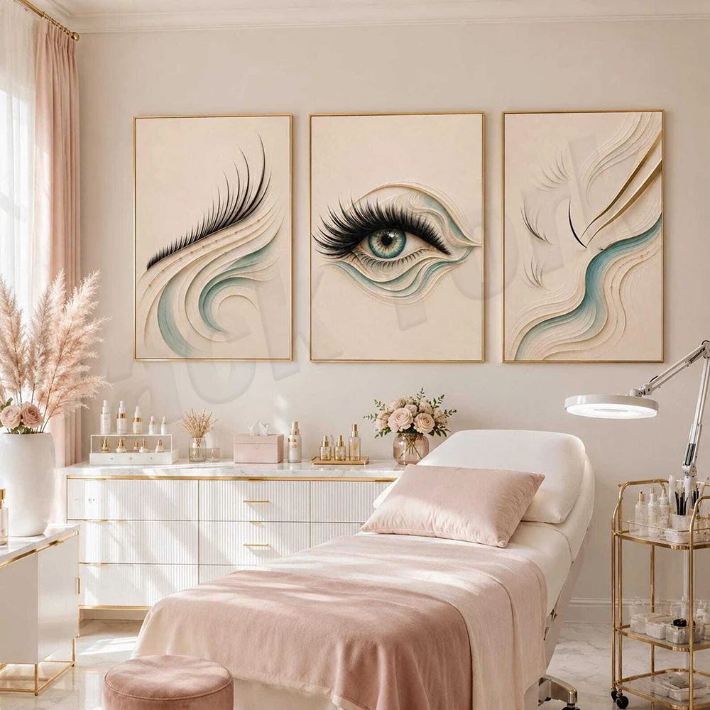 Artistic eyebrow and eyelash extension posters, suitable for art wall decoration in beauty salons and medical aesthetic clinics.