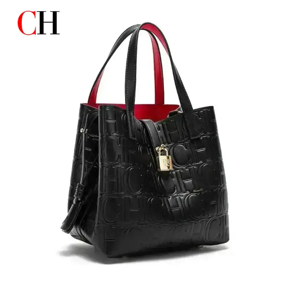 

CH Large Capacity Tote Bag Elegant Temperament Women's Shoulder Bag Embossed Women's Crossbody Bag Letter Printing Design Ladies