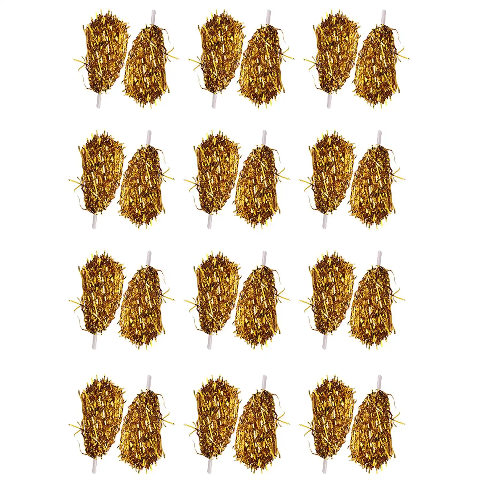 【CYBER MONDAY】24Pcs Cheerleading Pom Poms Metallic Foil Cheer Pom Poms with Plastic Handle for Adults Kids Cheerleaders Party Ye