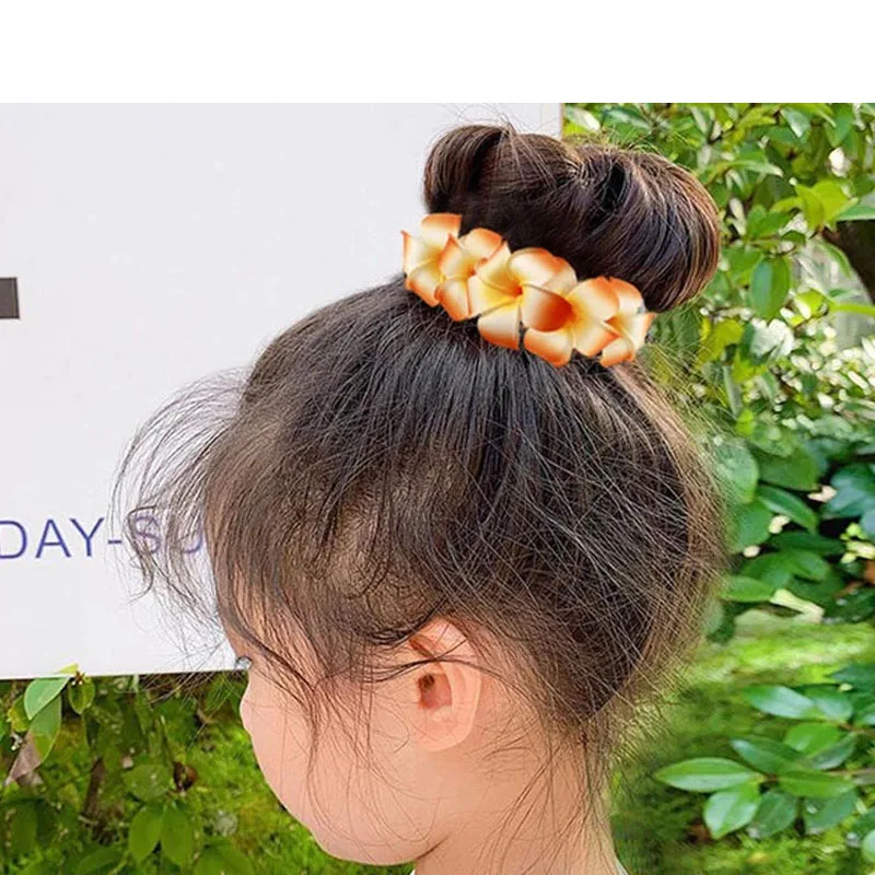 2pces  NEW 11 colors Wedding Plumeria Flower Wreath Headband  Magic Hair Bun Hair Donut Frangipani Girl Hair band Garland