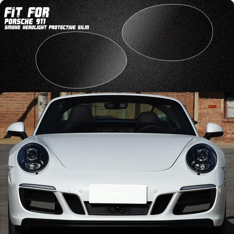 Nowy samochód LH + RH dym TPU reflektory ochronne z nacięciem naklejka foliowa wykończenie dopasowane do Porsche 911