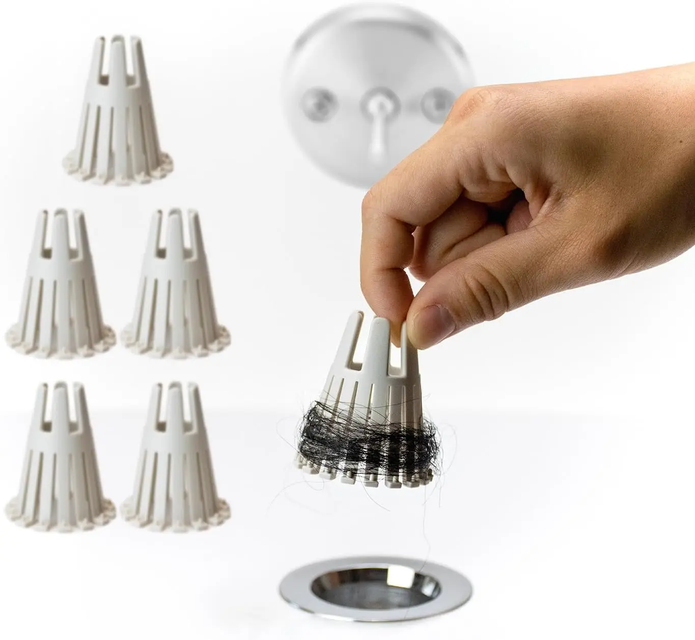 

5-Pack Hair Catcher Strainer for Bathtub | Eco-Friendly Bioplastic | Stronger Reusable Design