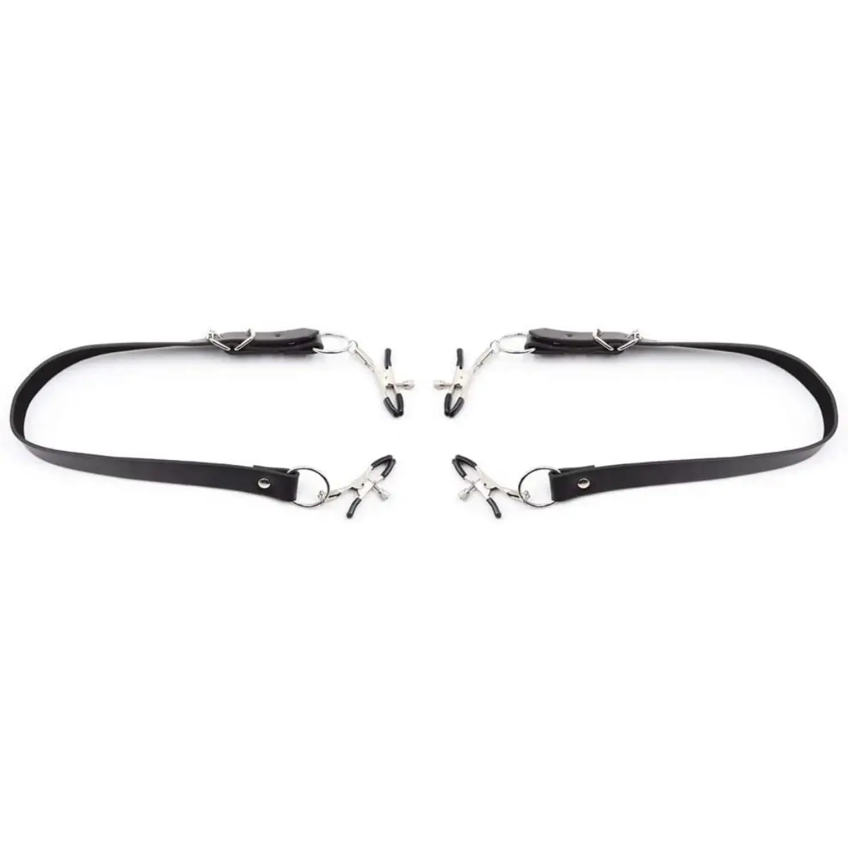 SM Bondage Labia Spreader Nipple Clips Vaginal Clitoris Clamps with adjustable Leather Straps Rubber Tips Fetish Sex Restraints - Image 3