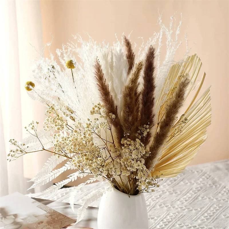 DIY Natural Dried Little Pampas Grass Gypsophil Flowers Branch Wedding Accessories Flores Secas Bouquet Home Christmas Decor