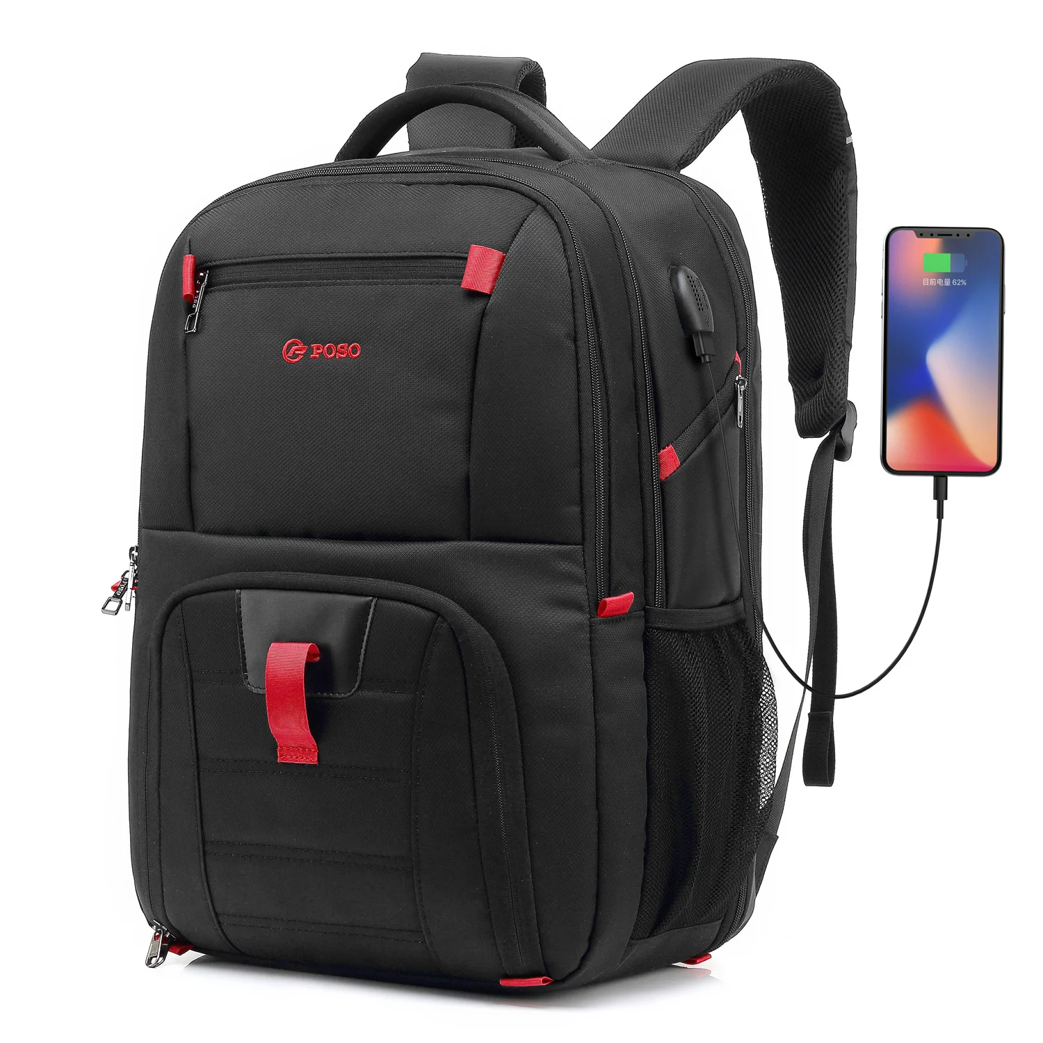 Laptop Backpack 17.3 Inch Computer Bag With USB Port Water-resistant Business Rucksack Hiking Knapsack Multi-compartment