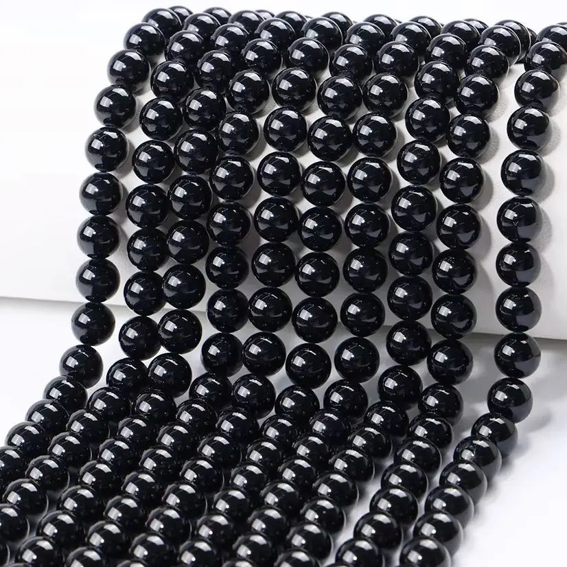

A + натуральный черный турмалин October Birthstone хрустальные бусины для изготовления ювелирных изделий DIY браслет ожерелье 4-10 мм