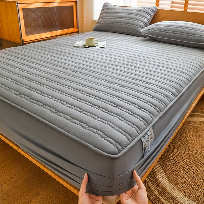 Fitted Quilted Mattress Protector Breathable Antibacterial Anti Dust Mite Mattress Pad Cover Noiseless Non Slip Mattress Cover