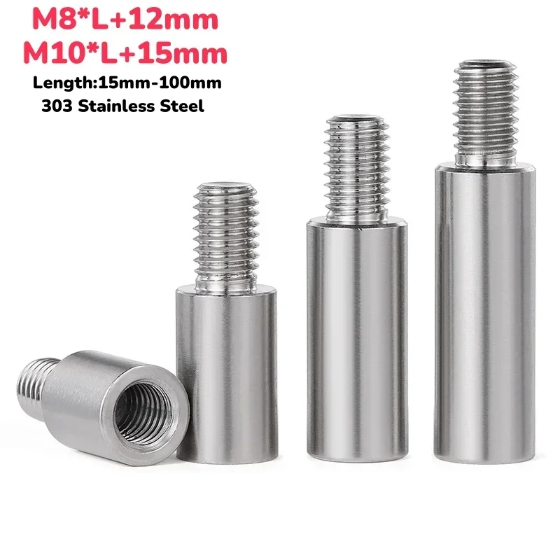 

303 Stainless Steel Threaded Pillar M8+12mm M10+15mm Round Spacing PCB Male to Female Screw Standoff Spacer Single Head Column