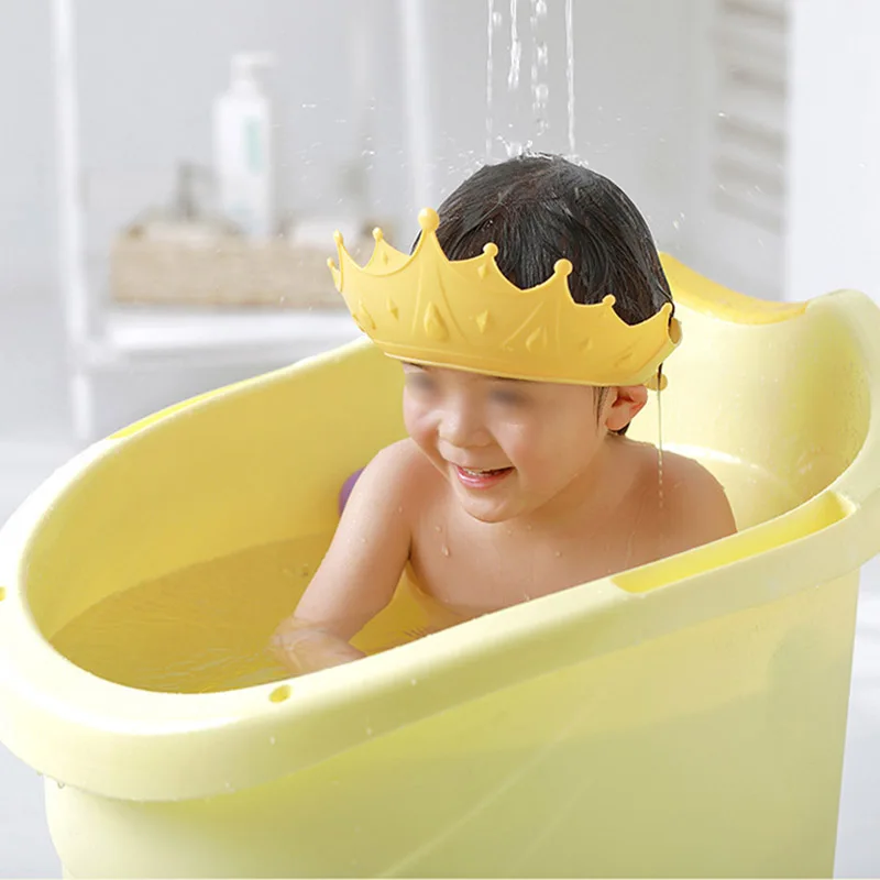 Baby Shower Cap Waterproof Shampoo Hat for Children Shower Toddler Protect Ears Eyes Girl Boy Adjustable Silicone Bathing Crown