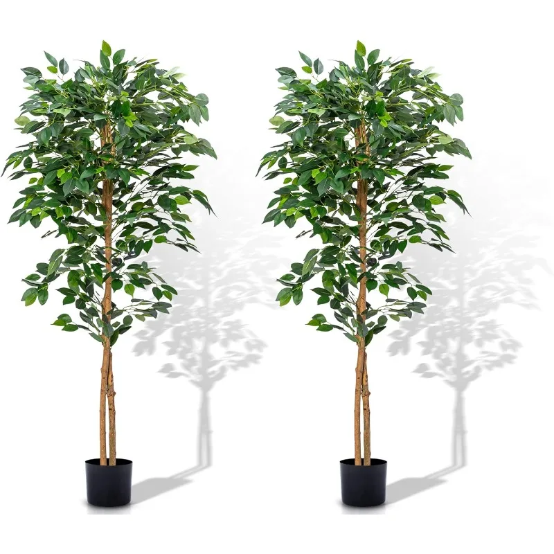 

Faux Plants Artificial Ficus Trees with Silk Leaves Fake Moss and Sturdy Nursery Pot, Fake Plants for Office Home Decor