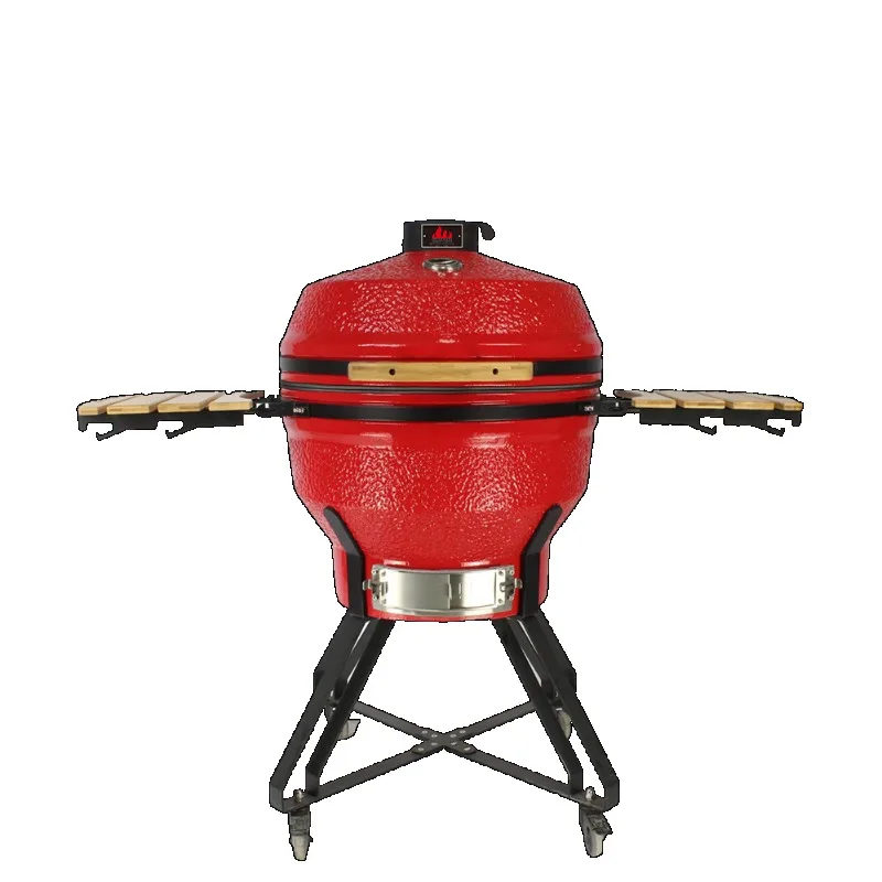 

【Popular】Kimstone 26 Inch Modern Kamado Ceramic Porcelain Enameled Adjustable Portable Trolley Outdoor Charcoal Barbecue Grill F