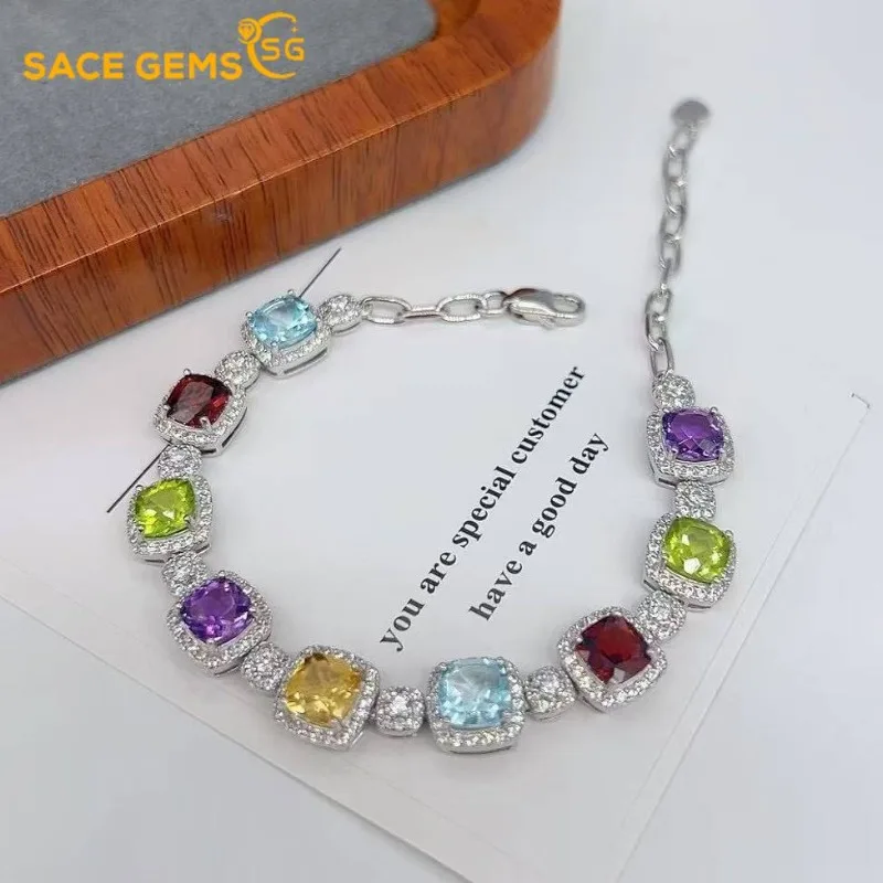 

SACE GEMS Новое поступление стерлингового серебра 925 пробы 6 мм натуральный топаз браслеты с драгоценными камнями для женщин помолвка коктейльная вечеринка ювелирные украшения