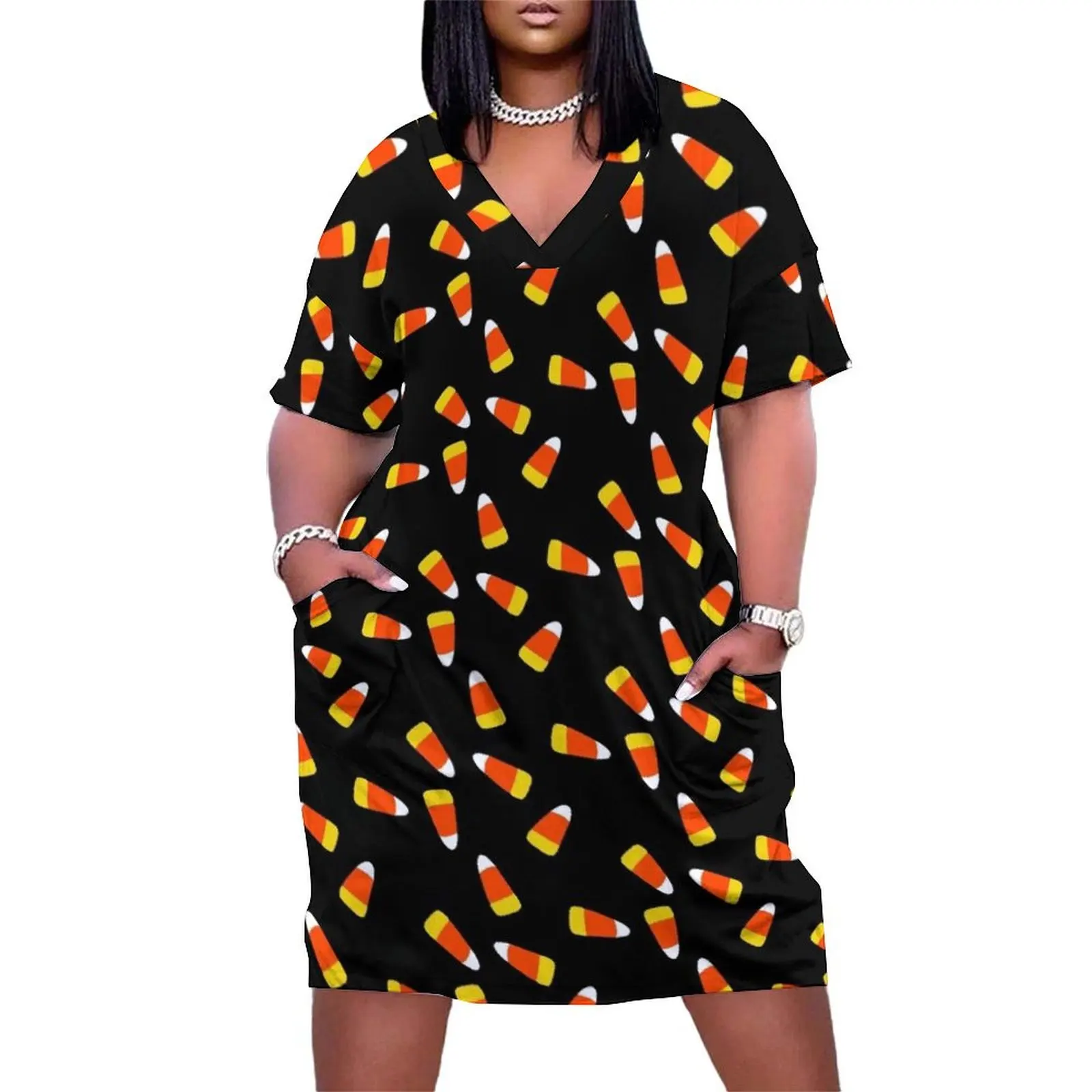 

Candy Corn Loose Pocket Dress Dress for pregnant women Cocktail of dresses women"s summer dress 2024 korean style