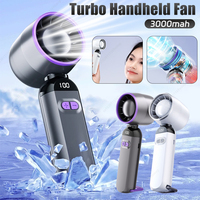 Handheld Turbo Fan LED Digital Display High-Speed Folding Fan USB Rechargeable Adjustable Cooling Fan for Outdoor Travel