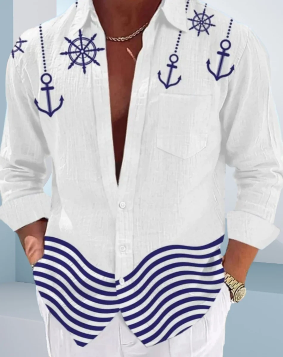 New men's casual shirt summer Hawaiian shirt 3D printed casual long sleeved shirt men's plus size XS-6XL