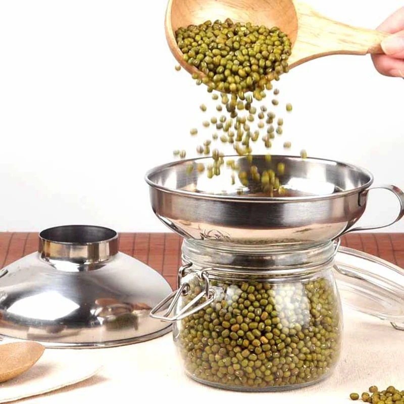 2 Pcs Set Funnel For Wide And Regular Jars Useful Stainless Steel Wide Mouth Canning Funnel Large Mouth Funnels For Beans Sauces