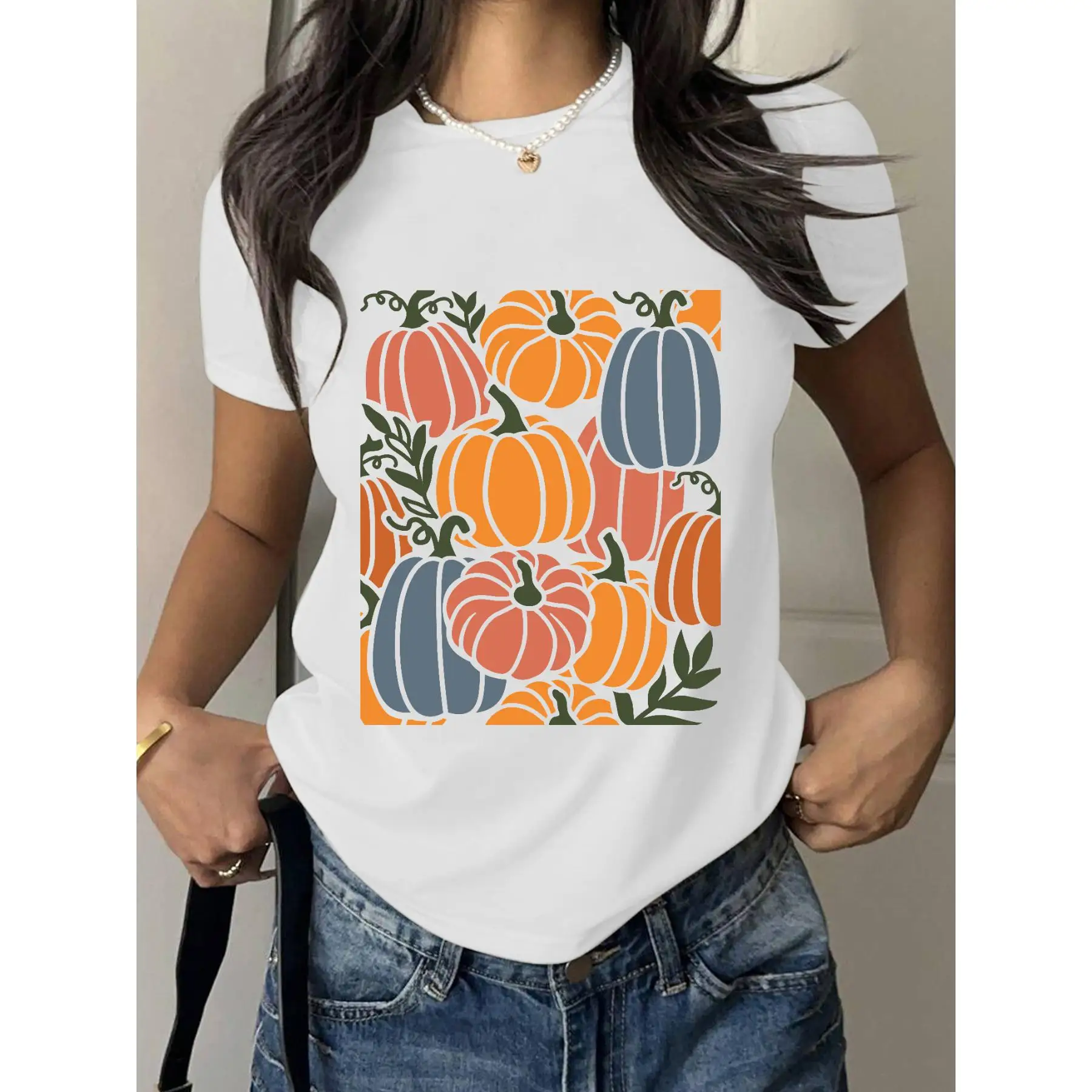 

Festive Tee Showcasing A Harvest - Inspired Pumpkin Design