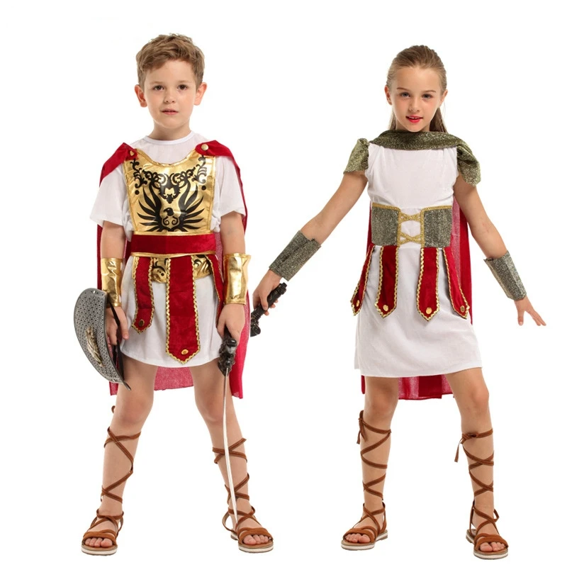 

Children Warrior Cosplay Costumes Ancient Roman Royal Imperial Soldier Cosplay Clothes Halloween Party Gladiator General Costume